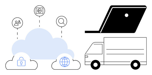 cloud computing with data security global vector image