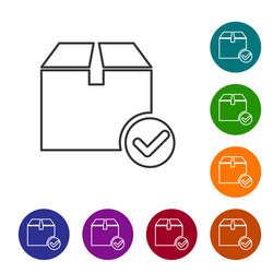 grey line package box with check mark icon vector image