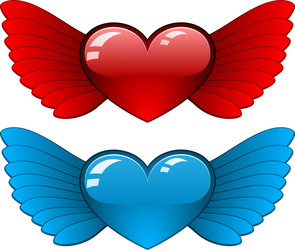 hearts with wings vector