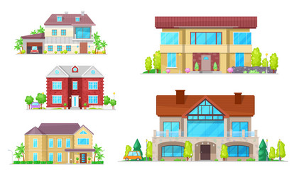 House buildings cottage village homes and villas vector