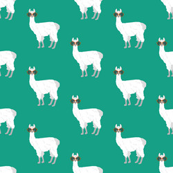 Llama in round glasses seamless pattern vector