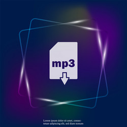 Mp3 download neon light icon button layers vector