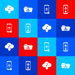 Set cloud download music folder upload flight vector