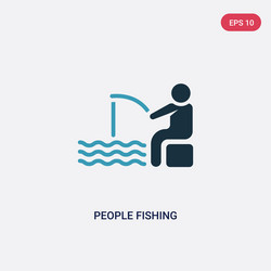 Two color people fishing icon from recreational vector