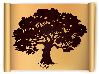 Elegant Tree on Scroll Paper vector image