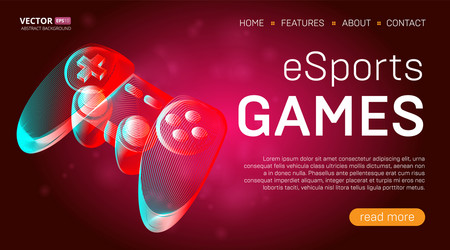 Esports games landing page template vector