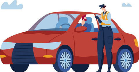 Police check document vehicle control Royalty Free Vector