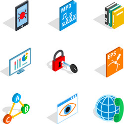protocol icons set isometric style vector image