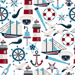 Seamless pattern of nautical design elements vector