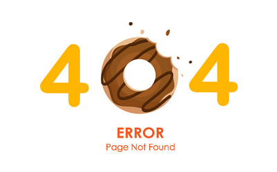 404 error page not found with donut graphic vector