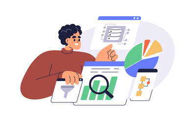 big data analysis concept analyst working vector image
