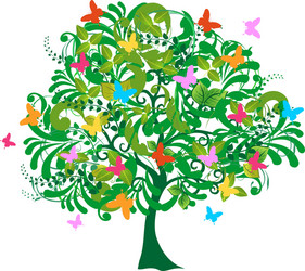 isolated abstract spring time tree vector image