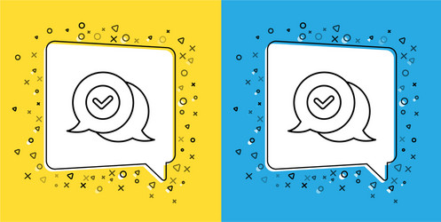 set line check mark in speech bubble icon isolated vector image