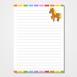 sheet template for notebook notepad diary lined vector image