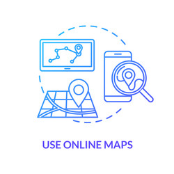 Use online maps blue concept icon navigation vector