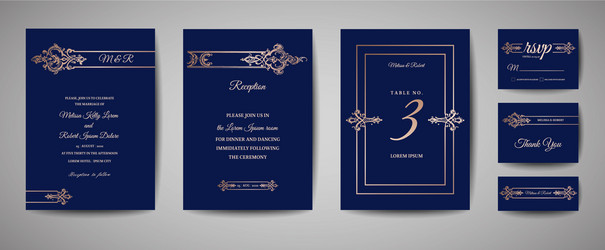 Vintage wedding save the date invitation cards vector