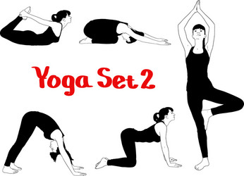 Yoga Silhouettes of a Young Woman Vector Image