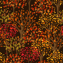 Autumn seamless pattern with stylized trees vector