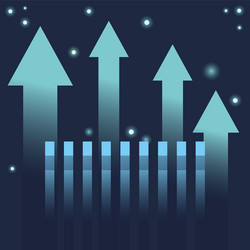 Bars chart with increse arrows gradient style icon vector