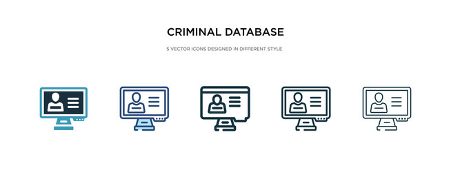 criminal database icon in different style two vector image