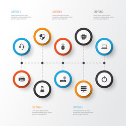 Digital icons set collection of power on router vector