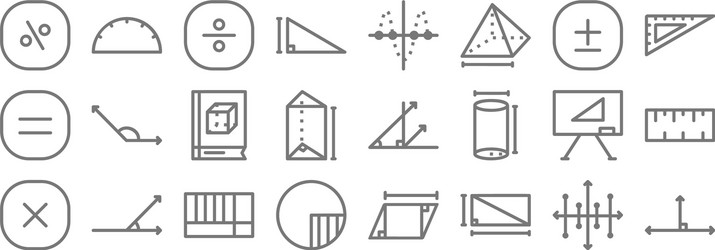 mathematics line icons linear set quality vector image