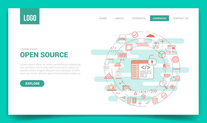 open source concept with circle icon for website vector