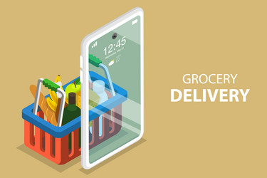 Isometric flat concept for online food Royalty Free Vector