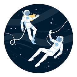astronauts in spacesuit flying outer space vector image