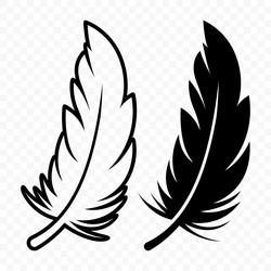 black and white fluffy feather logo icons Vector Image