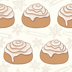 seamless pattern with cinnamon rolls and spice vector image