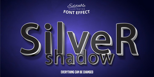 silver shadow text 3d editable font effect vector image