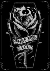 Skull with Rose and Coffin Vector Image
