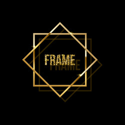 two shiny golden overlapping square frames vector