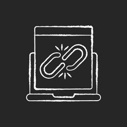 Broken link chalk white icon on black background vector