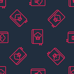 Red line cookbook icon isolated seamless pattern vector
