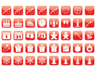 Set of new year icons vector