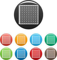 solar battery cell icons set color vector