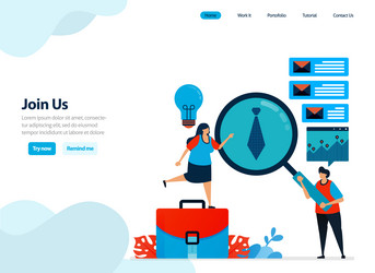 Website design of join us hiring and refer vector