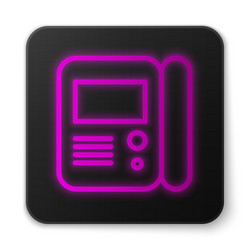 Glowing neon line house intercom system icon vector