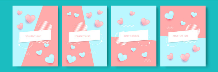 Red pink and white hearts love template set Vector Image Red pink and white hearts love template set Vector Image
