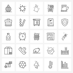 Set 25 simple line icons document file vector