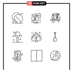 set 9 line style icons for web and mobile vector image