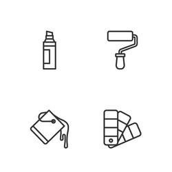 Set line color palette guide paint bucket marker vector