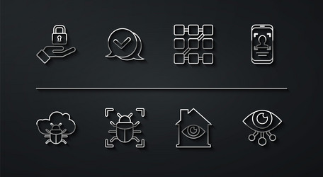 set line lock in hand system bug on cloud mobile vector image