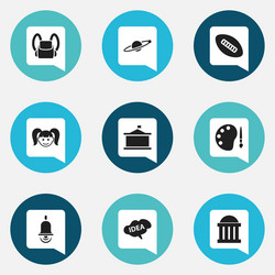 Set of 9 editable university icons includes vector