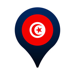 tunisia flag and map pointer icon national vector