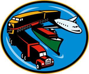 Freight Transport: Trucks, Ships, & Planes Vector Image