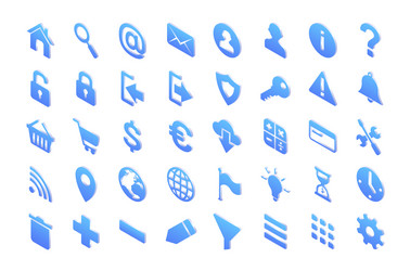 isometric icons isolated 3d signs set vector