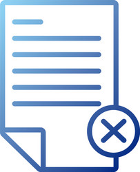 Paper document with bad symbol gradient style icon vector